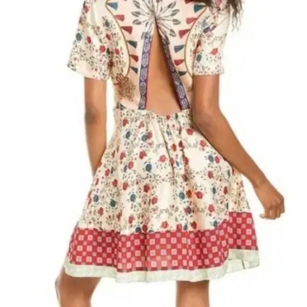 Sandro Ayeon Floral-Print Cutout Mini Dress US 6 FR 38 short sleeve A-line silk - Picture 5 of 16